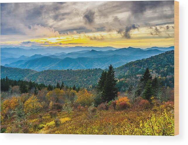 Cowee Mountains Wood Print featuring the photograph Fall at Cowee Mountains overlook by Anthony Heflin