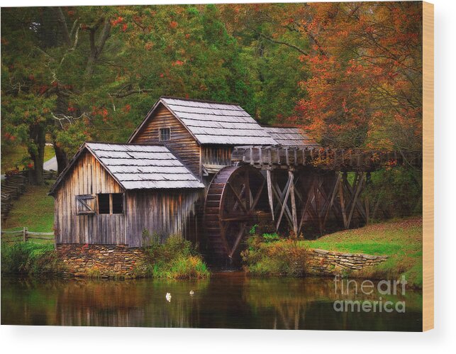 Mabry Mill Wood Print featuring the photograph Fall at Mabry Mill by T Lowry Wilson