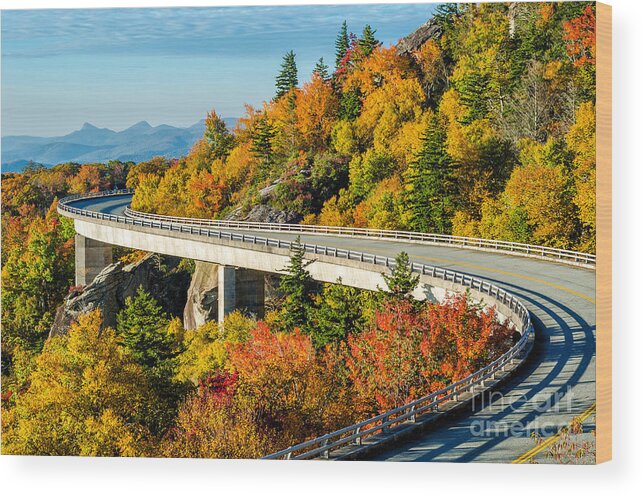 Linn Cove Viaduct Wood Print featuring the photograph Fall on the parkway by Anthony Heflin