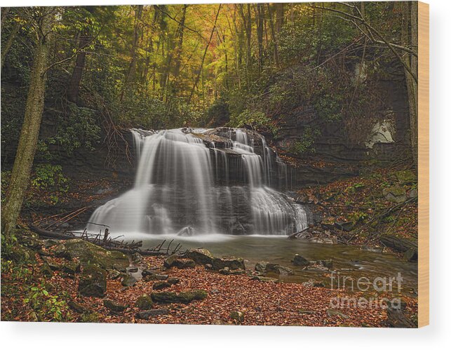 Upper Waterfall Wood Print featuring the photograph Fall photo of Upper Waterfall on Holly River by Dan Friend