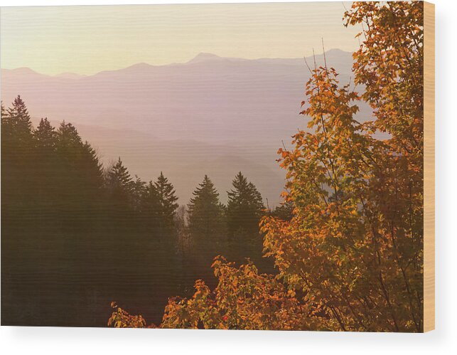 Landscape Wood Print featuring the photograph Fall Smoky Mountains by Melinda Fawver