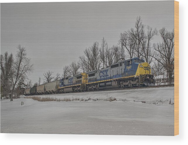 Csx Railroad Wood Print featuring the photograph February 25. 2015 - CSX Q597 by Jim Pearson