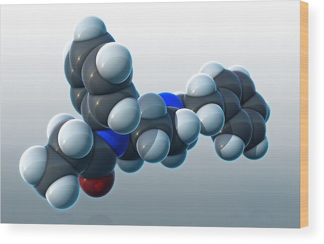 Fentanil Wood Print featuring the photograph Fentanyl, Molecular Model by Evan Oto