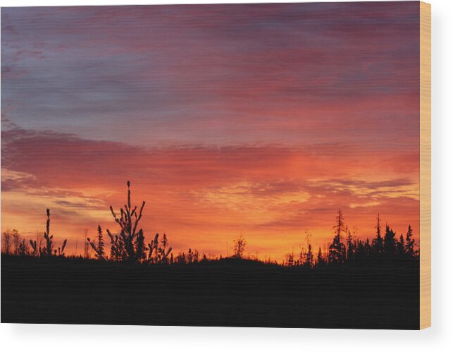 Landscape Wood Print featuring the photograph Fiery Sunset by Lynne McQueen