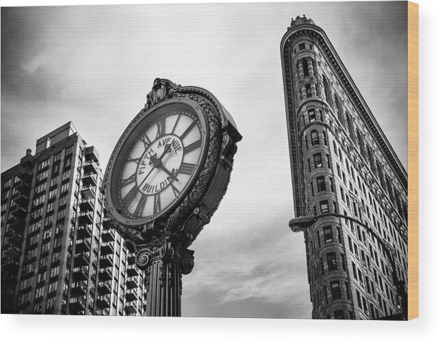 Fifth Avenue Wood Print featuring the photograph Fifth Avenue Building Clock by Jose Maciel