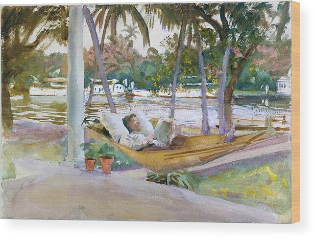 John Singer Sargent Wood Print featuring the painting Figure in Hammock. Florida by John Singer Sargent