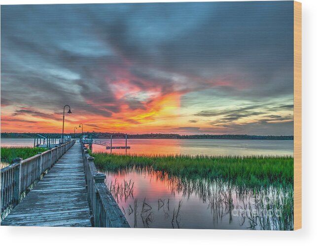 Sunset Wood Print featuring the photograph Fire Light by Dale Powell