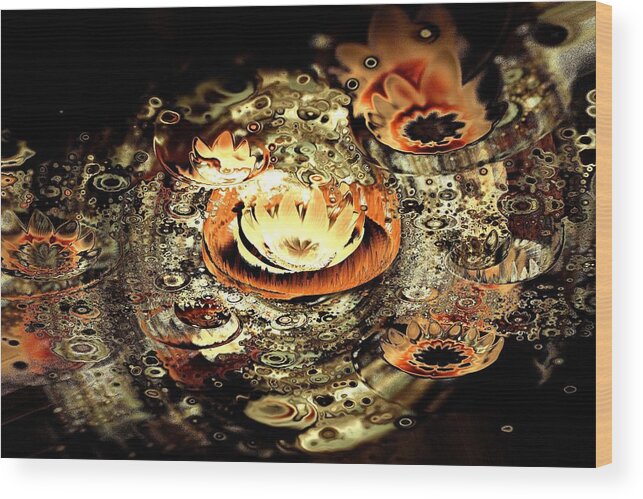 Plant Wood Print featuring the digital art Fire Lotus by Anastasiya Malakhova