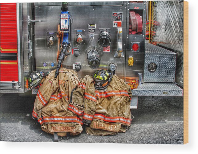 Firefighter Gear Wood Print featuring the photograph Firefighters Gear by Jackson Pearson