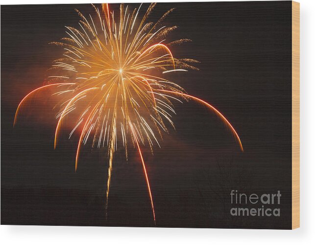 White Mountain National Forest Wood Print featuring the photograph Fireworks - Lincoln New Hampshire USA by Erin Paul Donovan