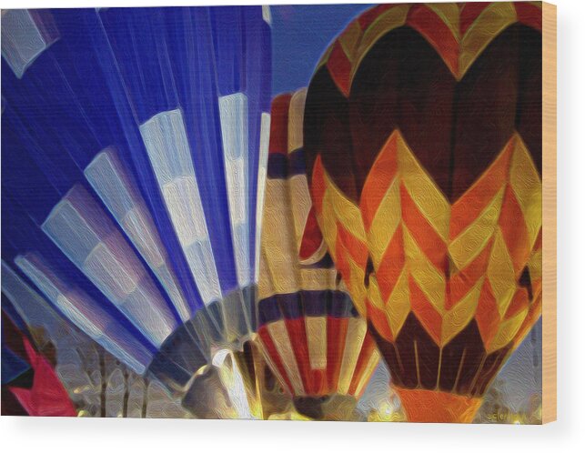 Hot Air Balloon Wood Print featuring the photograph Firing Up by Kathy Bassett
