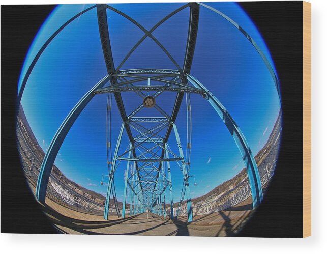 Chattanooga Wood Print featuring the photograph Fish Eye View of Walnut Street Bridge by Tom and Pat Cory