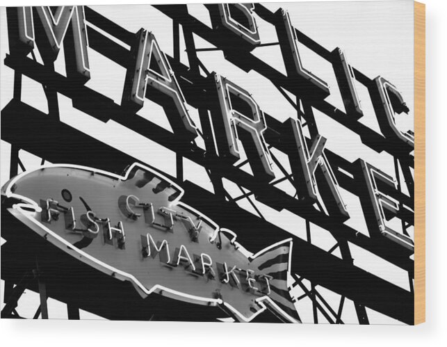 Pikes Place Wood Print featuring the photograph Fish Market by Benjamin Yeager
