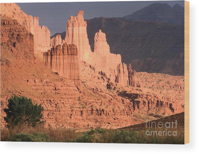 Fisher Towers Wood Print featuring the photograph Fisher Glow by Adam Jewell