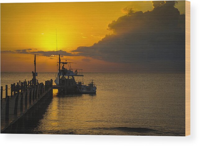 Sunset Wood Print featuring the photograph Fishing Boat at Sunset by Phil Abrams