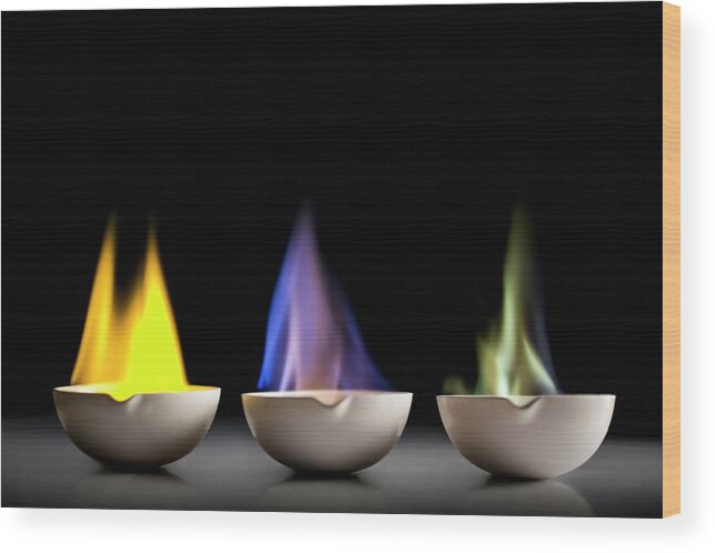 Chemical Wood Print featuring the photograph Flame Tests by Science Photo Library