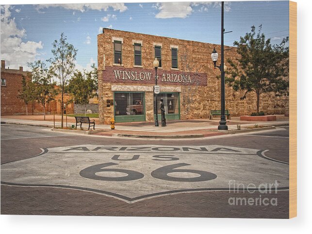 Fineartphotography Wood Print featuring the photograph Flatbed Ford and Winslow Route 66 by Lee Craig