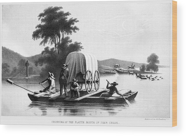 19th Century Wood Print featuring the painting Flatboat, Wyoming by Granger