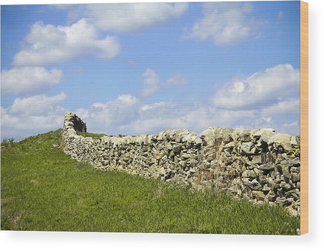 Made In America Wood Print featuring the photograph Flint Hills Rock Fence by Steven Bateson