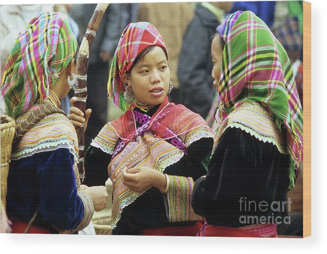 Vietnam Wood Print featuring the photograph Flower Hmong Women by Rick Piper Photography
