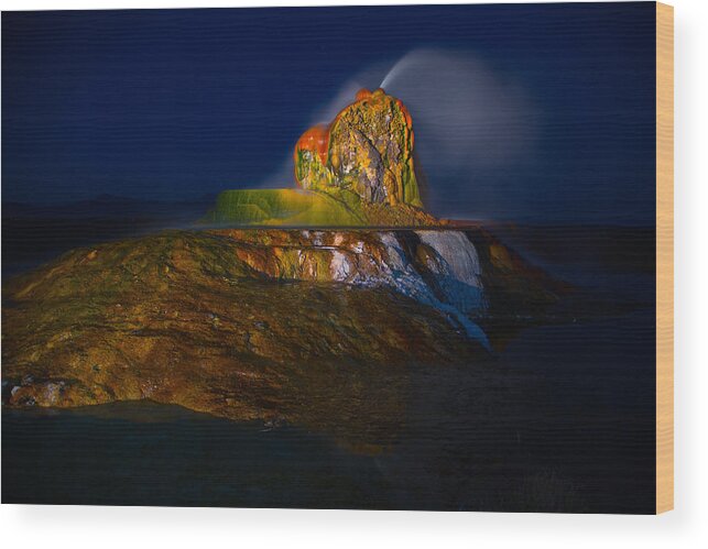 Fly Geyser Wood Print featuring the photograph Fly by Night by Jim Snyder