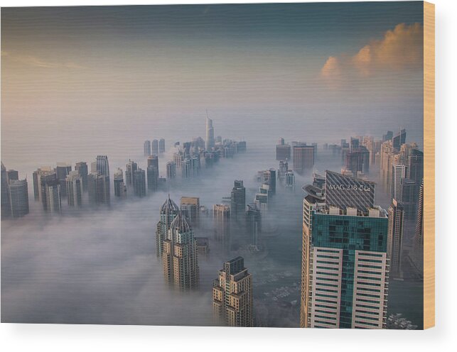 Tranquility Wood Print featuring the photograph Fog In Dubai by Umar Shariff Photography