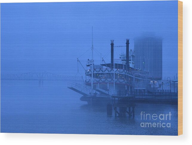 New Orleans Wood Print featuring the photograph Fog on the Mississippi by Jeanne Woods