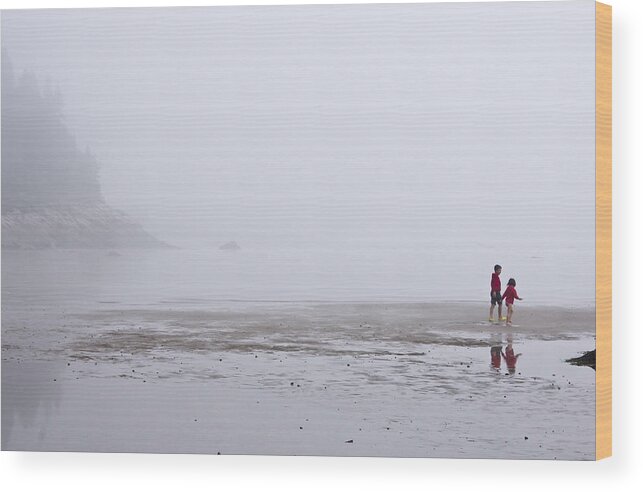 Color Wood Print featuring the photograph Foggy beach by Arkady Kunysz