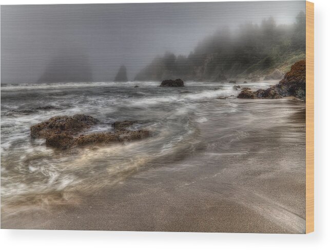 Beach Wood Print featuring the photograph Foggy Day at Trinidad by Mark Alder