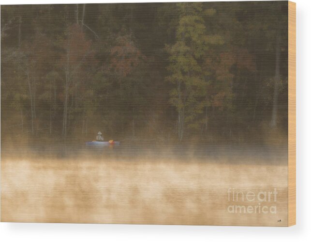 Foggy Wood Print featuring the photograph Foggy Morning Kayaking by Sandra Clark