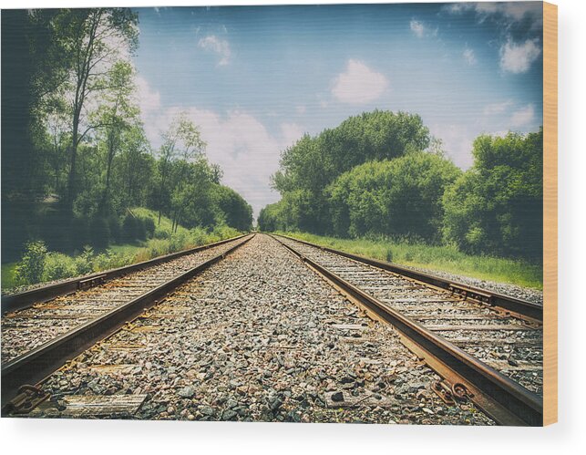 Train Tracks Wood Print featuring the photograph Follow The Tracks by Bill and Linda Tiepelman