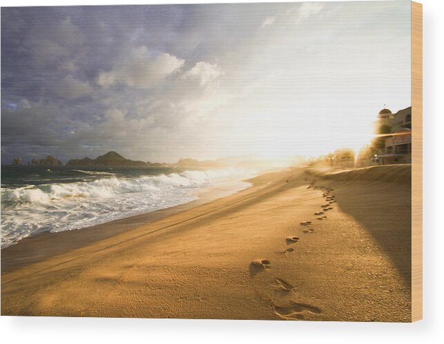 Steps Wood Print featuring the photograph Footsteps in the sand by Eti Reid