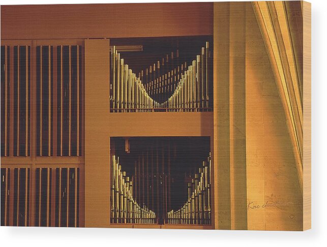 Pipe Organ Wood Print featuring the photograph For Golden Tones by Kae Cheatham