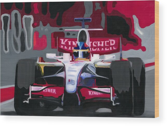 Force India Wood Print featuring the painting Force India Rising Monaco by Ran Andrews