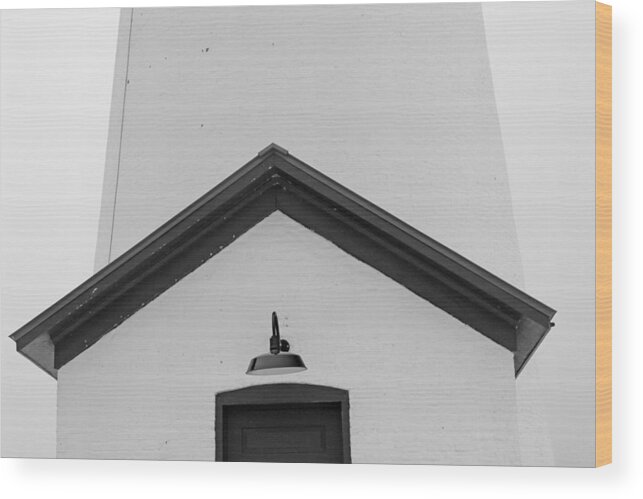 Fort Gratiot Light Wood Print featuring the photograph Fort Gratiot Light Detail 4 BW by Mary Bedy