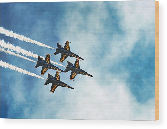 �2012 James David Phenicie Wood Print featuring the photograph Four Blue Angels by James David Phenicie
