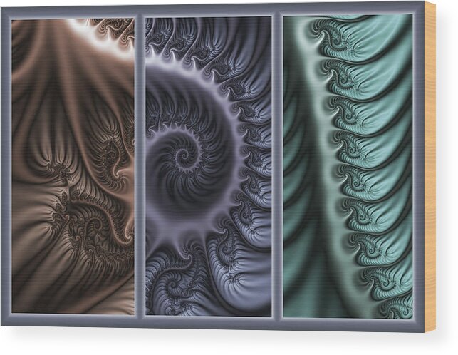 Fractal Wood Print featuring the digital art Fractal Triptychon 4 by Gabiw Art