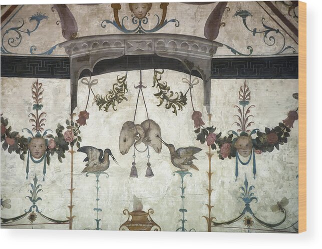 Ancient Wood Print featuring the photograph Fresco on the Ceiling in Palazzo Vecchio by Melany Sarafis