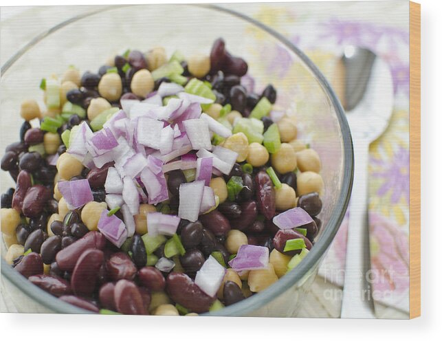 Bean Salad Wood Print featuring the photograph Fresh Bean Salad by Maria Janicki