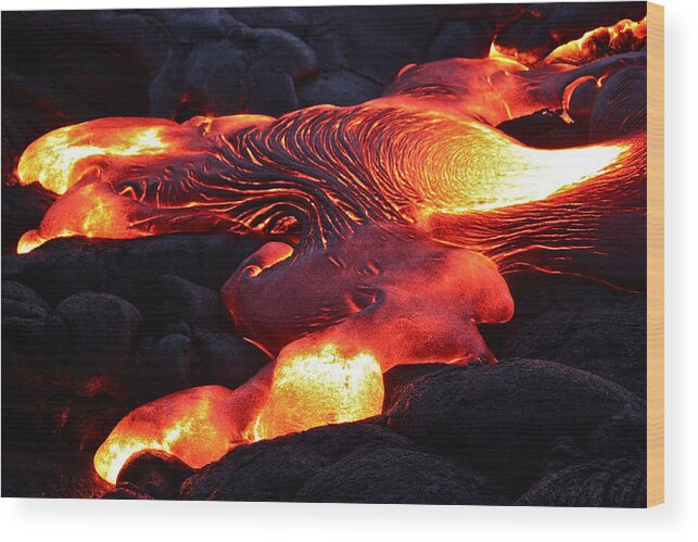 Lava Wood Print featuring the photograph Fresh Lava Flow by Venetia Featherstone-Witty