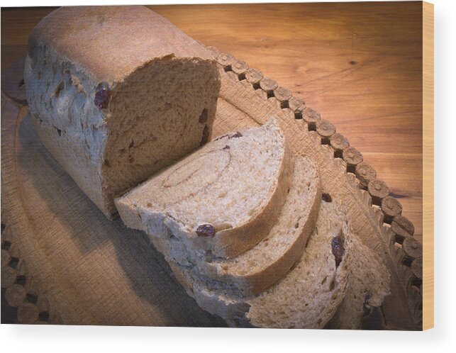 Cinnamon Raisin Bread Just Out Of The Oven Wood Print featuring the photograph Fresh out of the oven by Kenneth Cole