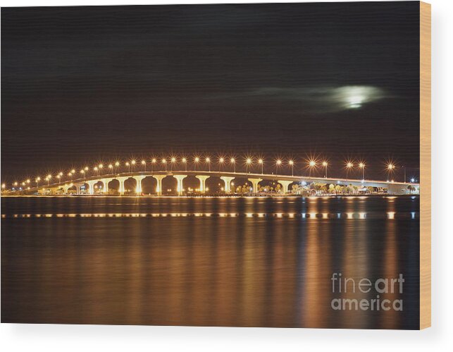 Moon Wood Print featuring the photograph Friday The 13th at The Causeway by Lynda Dawson-Youngclaus