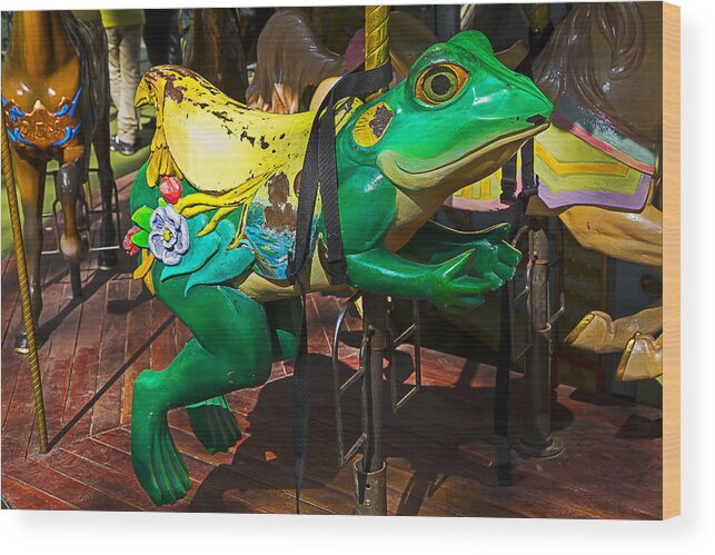 Frog Wood Print featuring the photograph Frog carrousel ride by Garry Gay