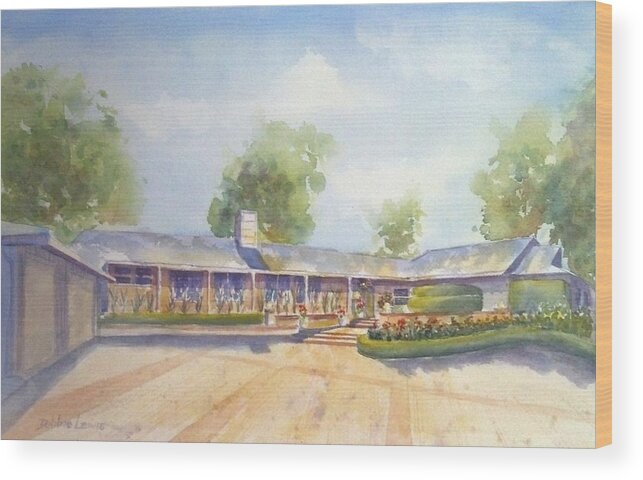 Watercolor House Portrait Wood Print featuring the painting Front of Home by Debbie Lewis