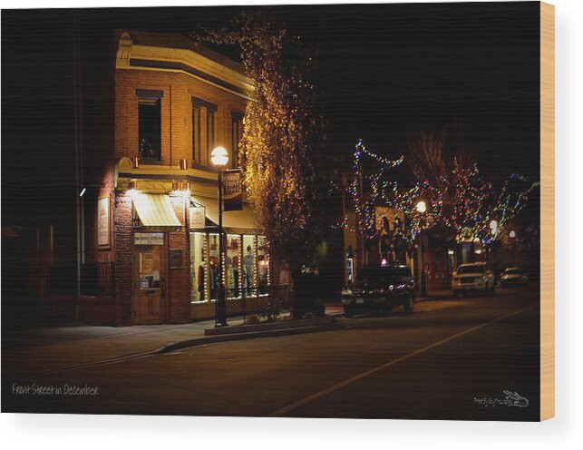 Front Wood Print featuring the photograph Front Street Penticton - Night by Guy Hoffman