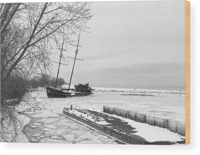 Jordan Station Wood Print featuring the photograph Frozen tall ship by Nick Mares