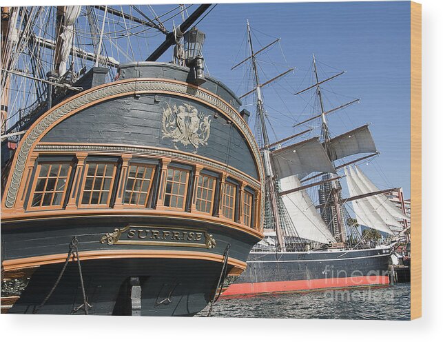 San Diego Wood Print featuring the photograph Galleon and Clipper by Brenda Kean