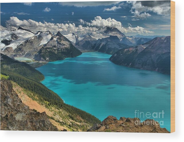 Garibaldi Wood Print featuring the photograph Garibaldi Lake Blues Greens And Mountains by Adam Jewell