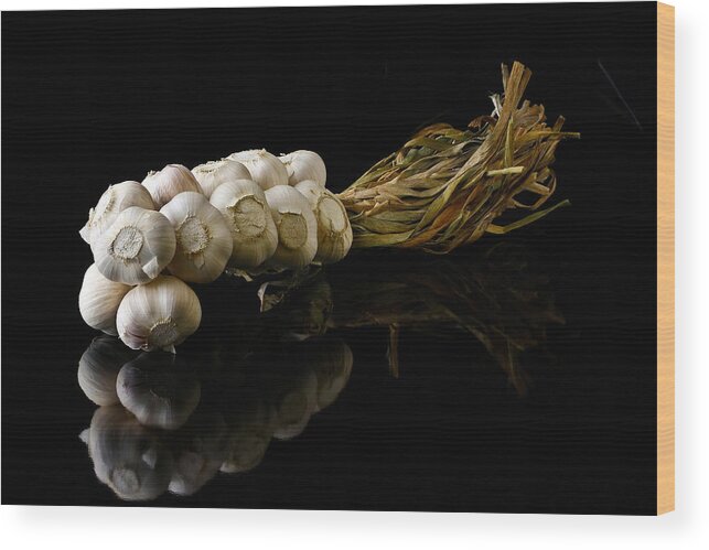 Garlic Wood Print featuring the photograph Garlic Still Life by Ness Welham