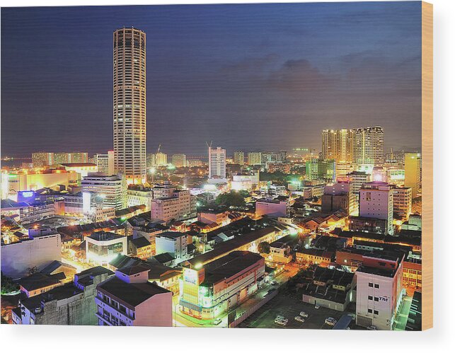 Tranquility Wood Print featuring the photograph George Town At Night by Jordan Lye